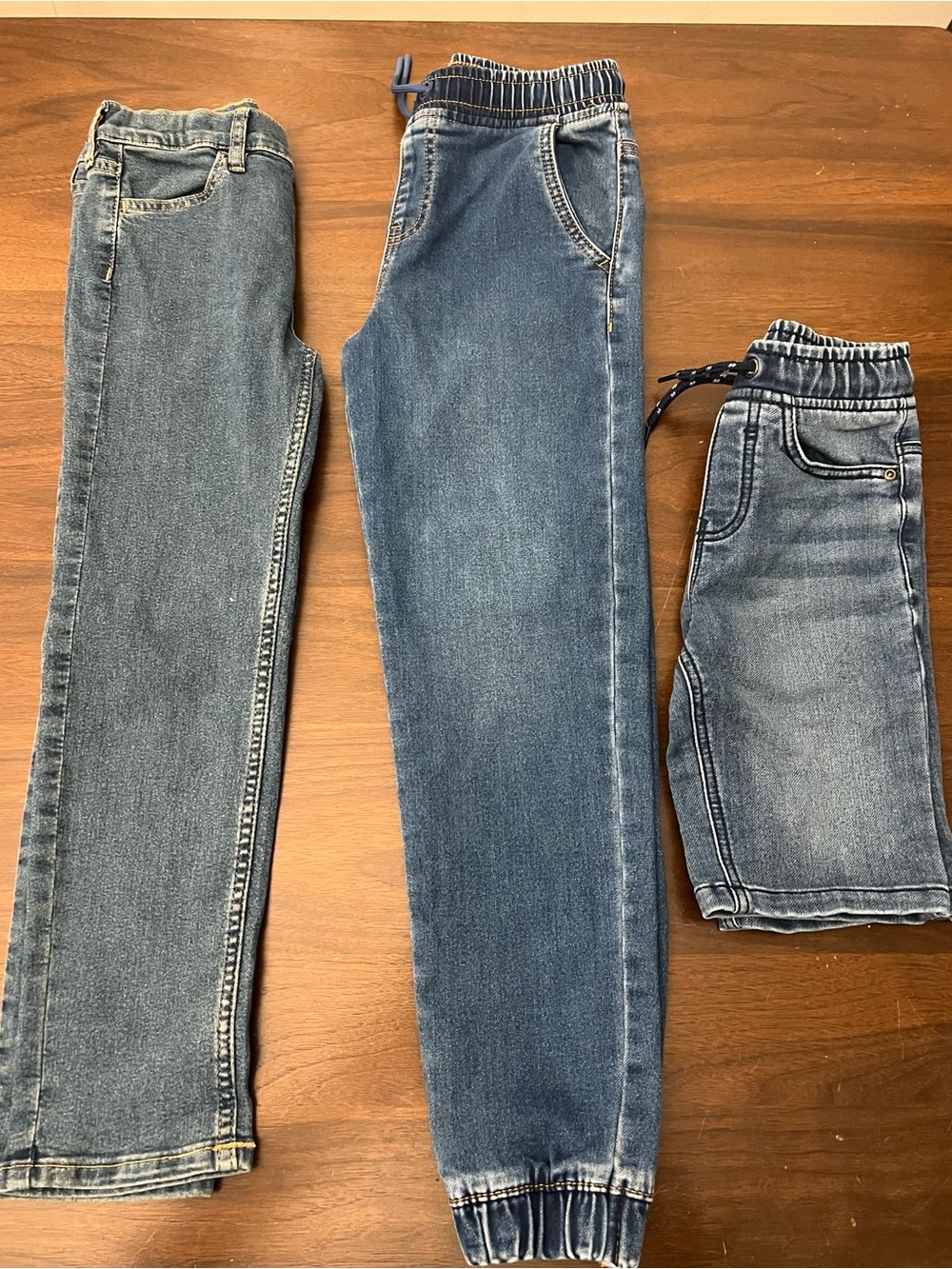 Bundle of 3 Boys Blue Denim Jogger Jeans - Casual Elastic Waist
